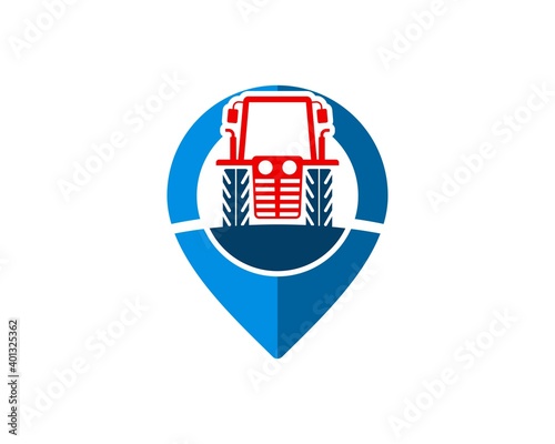 Pin location with farm tractor inside