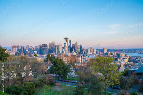 Photography Seattle Down town view from Kerry park while Sunset