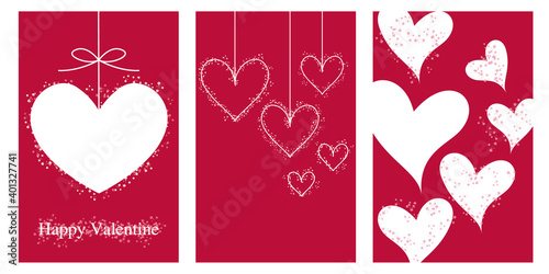 Love concept. Heart symbols decoration on red background. Heart illustrations for Valentine cards, Wedding invitations, web design and frames. Vector illustration. ハートイラスト、バレンタインカードデザイン、ウェディング招待状イラスト