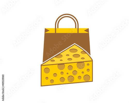 Cheese with shopping bag logo