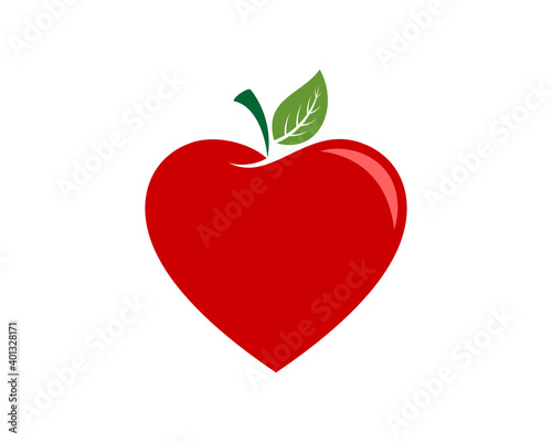 Apple fruit with love shape logo