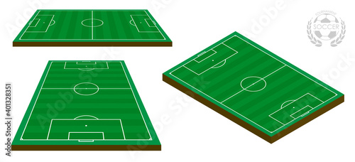 soccer field markings lines, football playground in isometric. Sports ground for active recreation. Vector