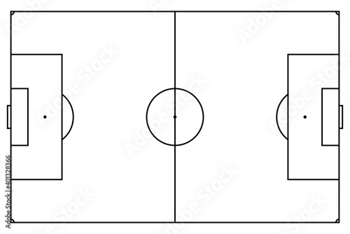 soccer field markings lines. Outline football playground top view. Sports ground for active recreation. Vector