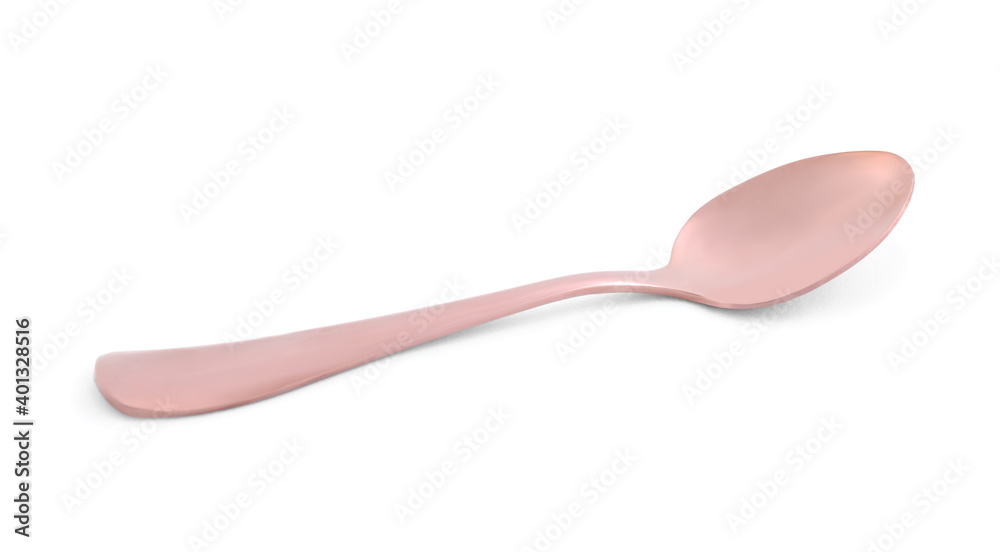 New clean shiny spoon isolated on white New clean shiny spoon isolated on white