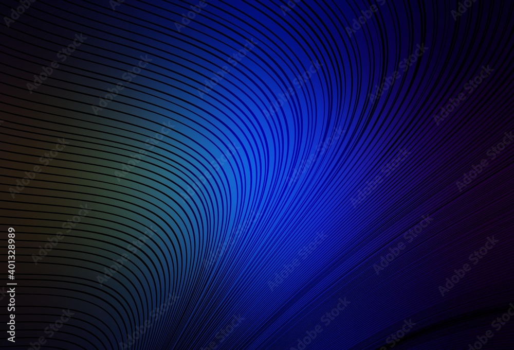 Dark Blue, Green vector background with wry lines.