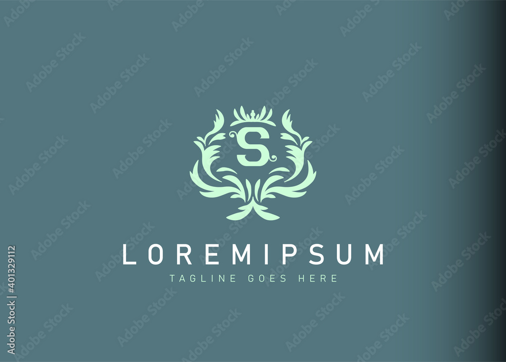 Heraldic initial letter S logo design. Vector illustration of elegant floral letter S icon design. Modern logo design with emblem style. Heraldic initial letter S logo design. Vector illustration of elegant floral letter S icon design. Modern logo design with emblem style.