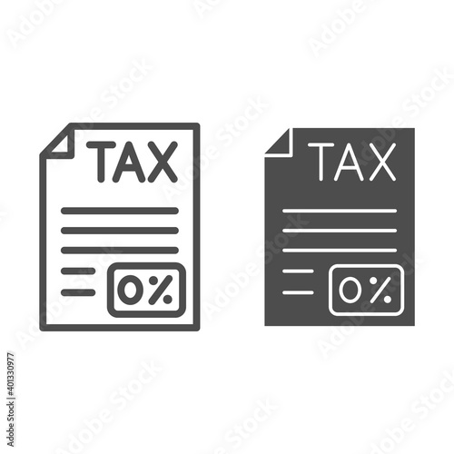 Zero Tax document line and solid icon, Black bookkeeping concept, Submission of zero tax returns sign on white background, Billing document icon in outline style for mobile and web. Vector graphics.