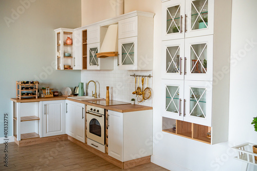 bright Scandinavian style kitchen. design of premises © andrey