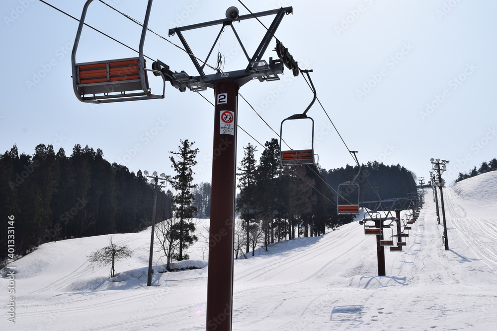 スキー場 リフト 雪景色 スキー場 リフト 雪景色