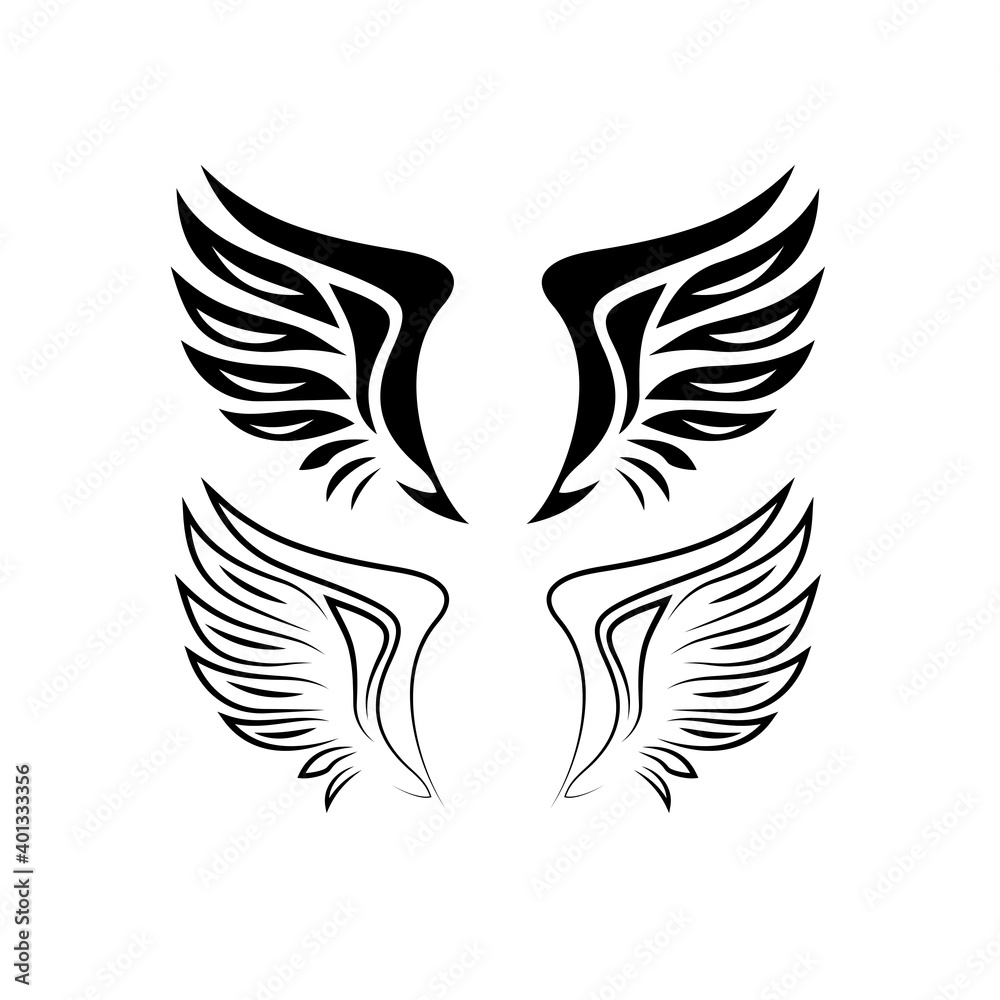 Fototapeta premium Bird wings set vector illustration