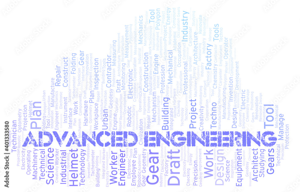 Obraz premium Advanced Engineering typography word cloud create with the text only