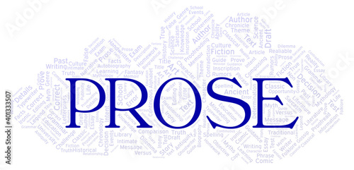 Prose typography word cloud create with the text only photo