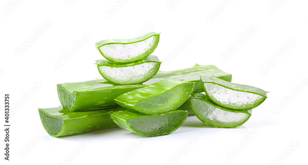 Aloe vera slice on white background. Aloe vera slice on white background.