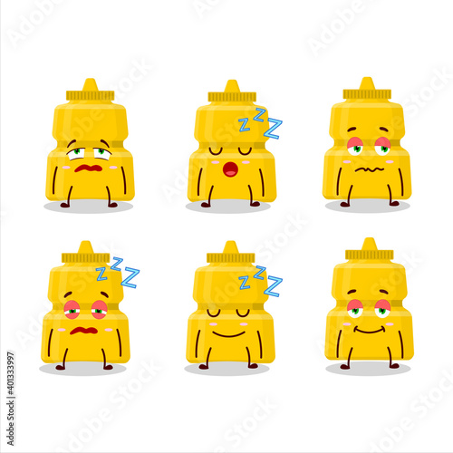 Cartoon character of mustard with sleepy expression