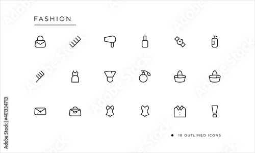 Fashion icon set with outlined style