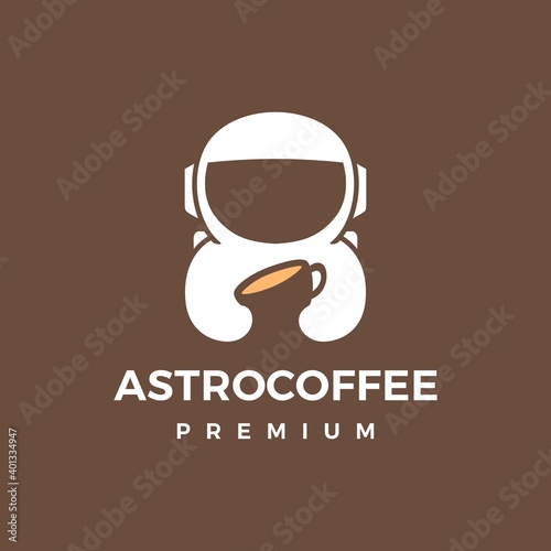 astronaut coffee logo vector icon illustration