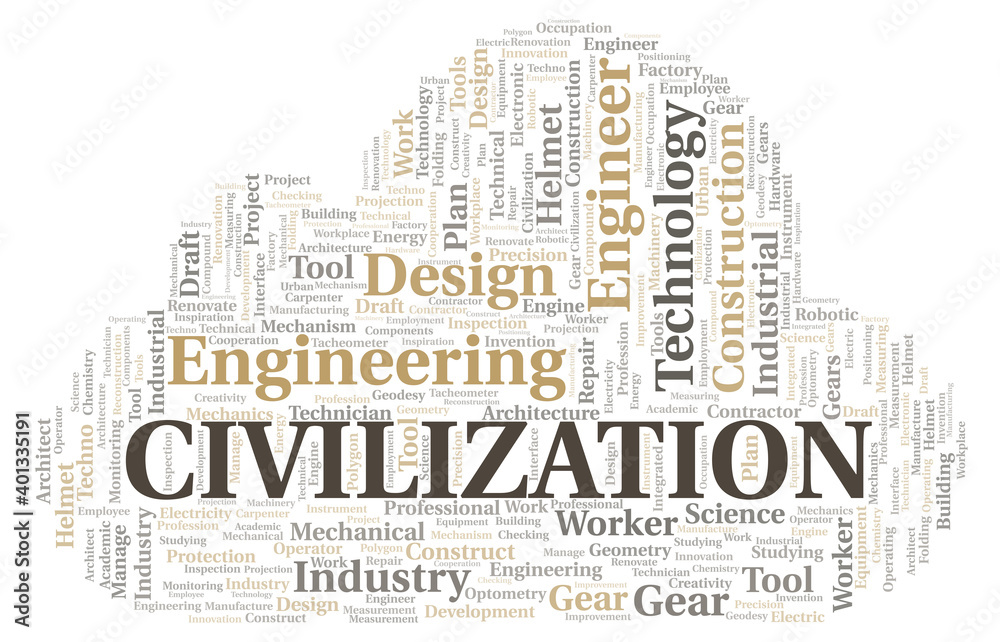 Obraz premium Civilization typography word cloud create with the text only