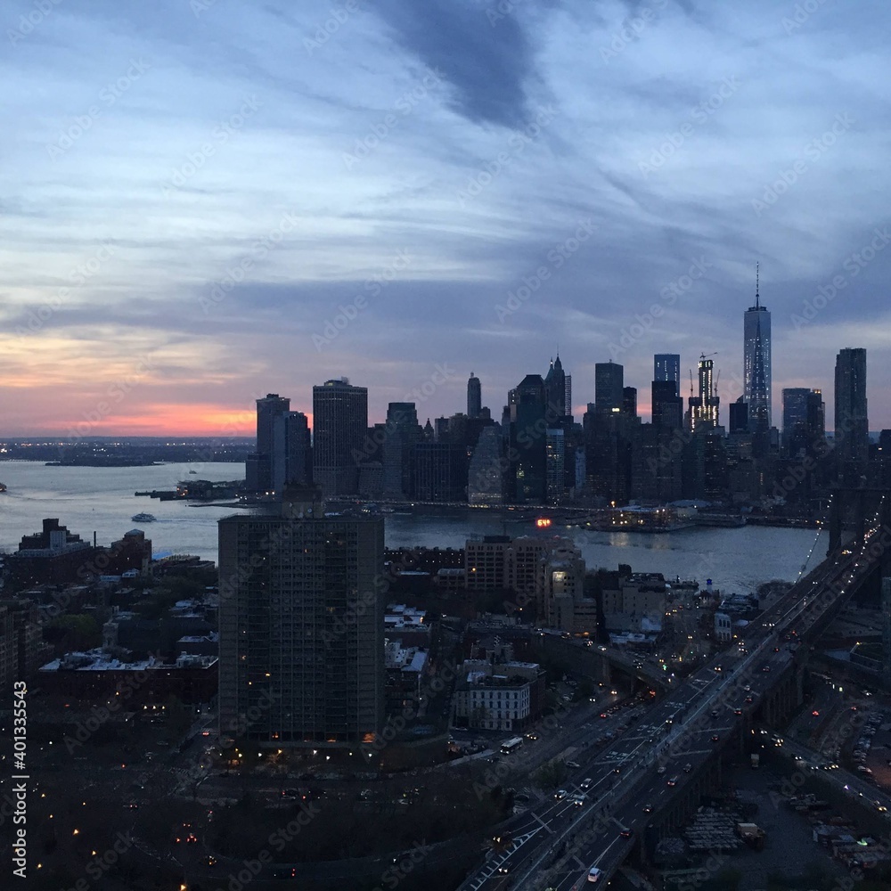 Fototapeta premium Manhattan New York Skyline Sunset