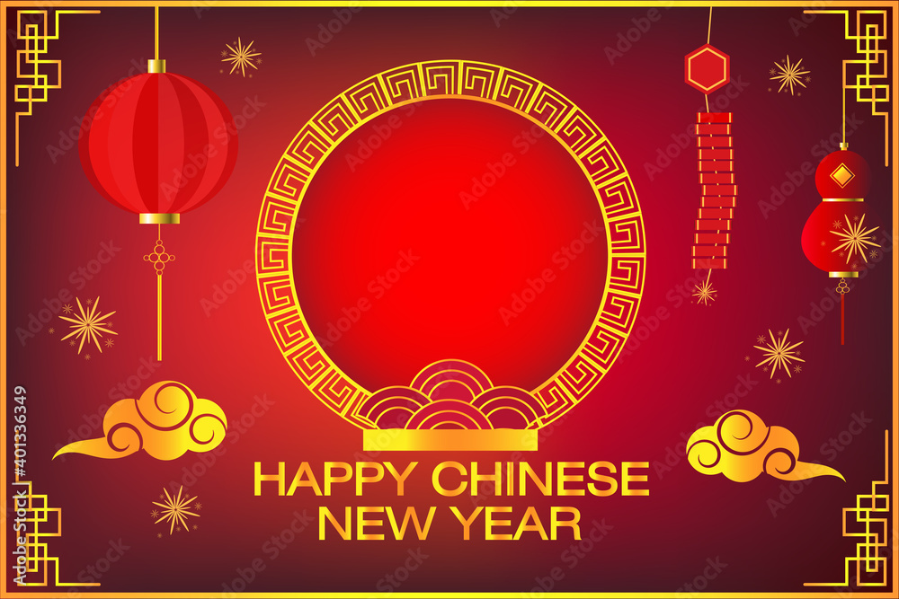 Naklejka premium Chinese New Year 2021 on red background with space for text 