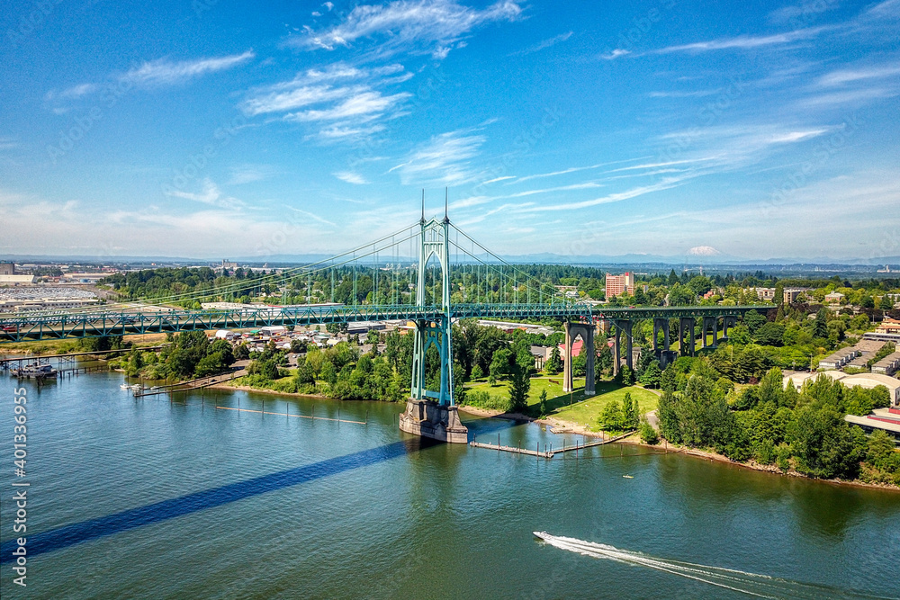 Fototapeta premium suspension bridge over the river