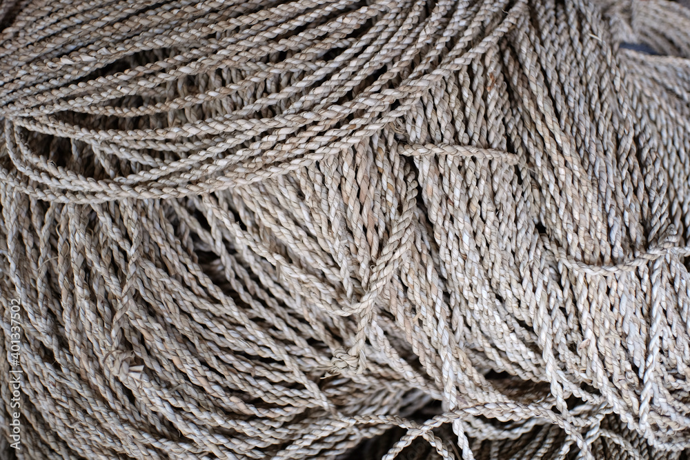 Woven material of pandanus fiber rope