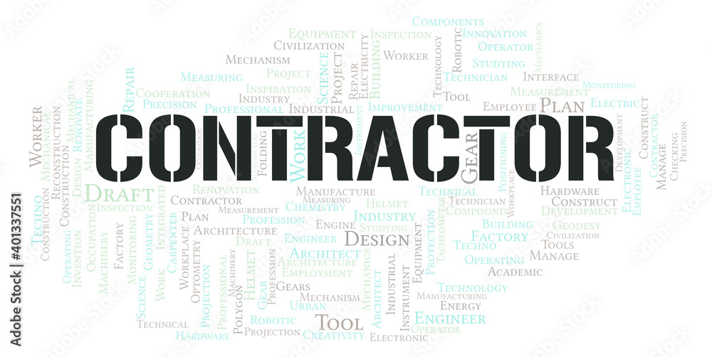 Obraz premium Contractor typography word cloud create with the text only