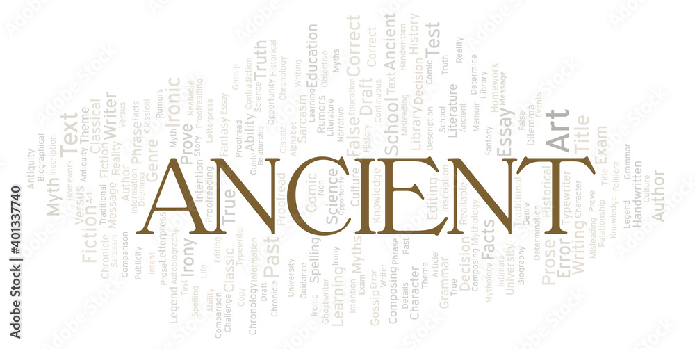 Ancient typography word cloud create with the text only