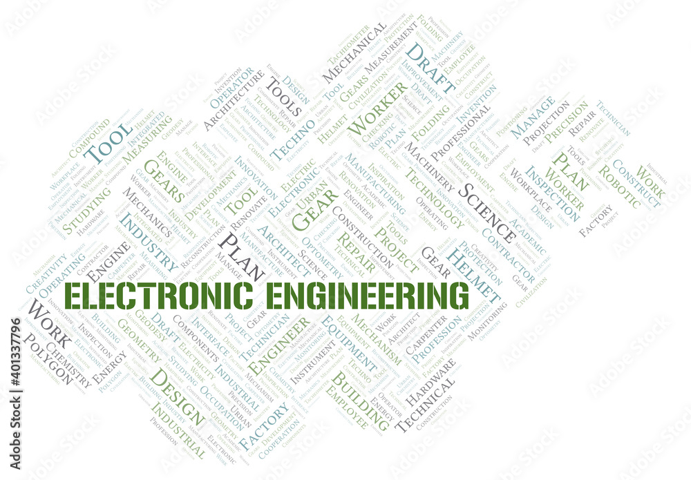 Electronic Engineering typography word cloud create with the text only