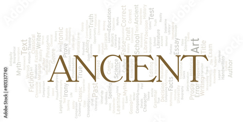 Ancient typography word cloud create with the text only