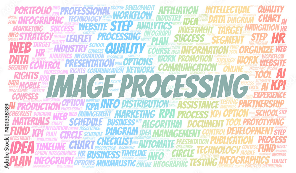 Fototapeta premium Image Processing typography word cloud create with the text only.
