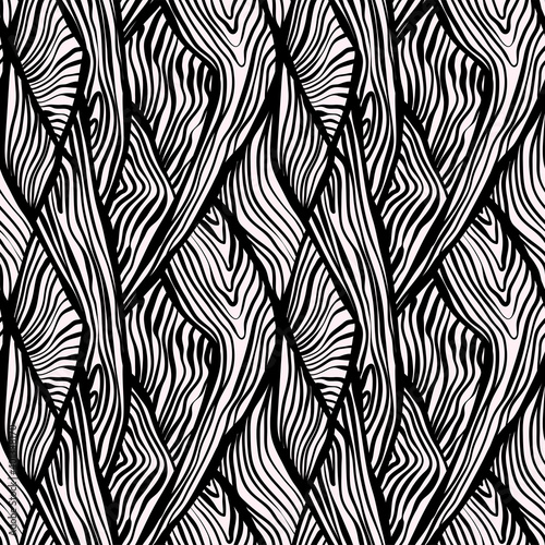 Seamless hand drawn ink pattern. Creative endless background with blots. Abstract striped texture with bold monochrome lines