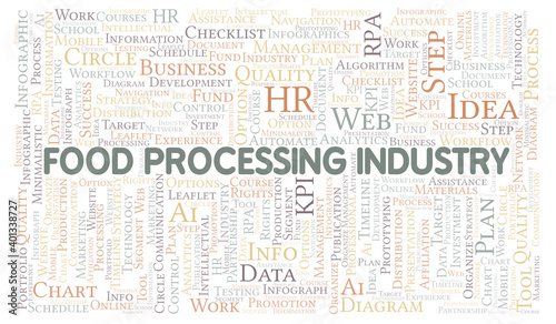 Food Processing Industry typography word cloud create with the text only.