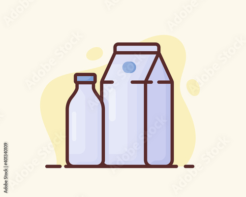 fresh milk packaging bottle packaging with flat style