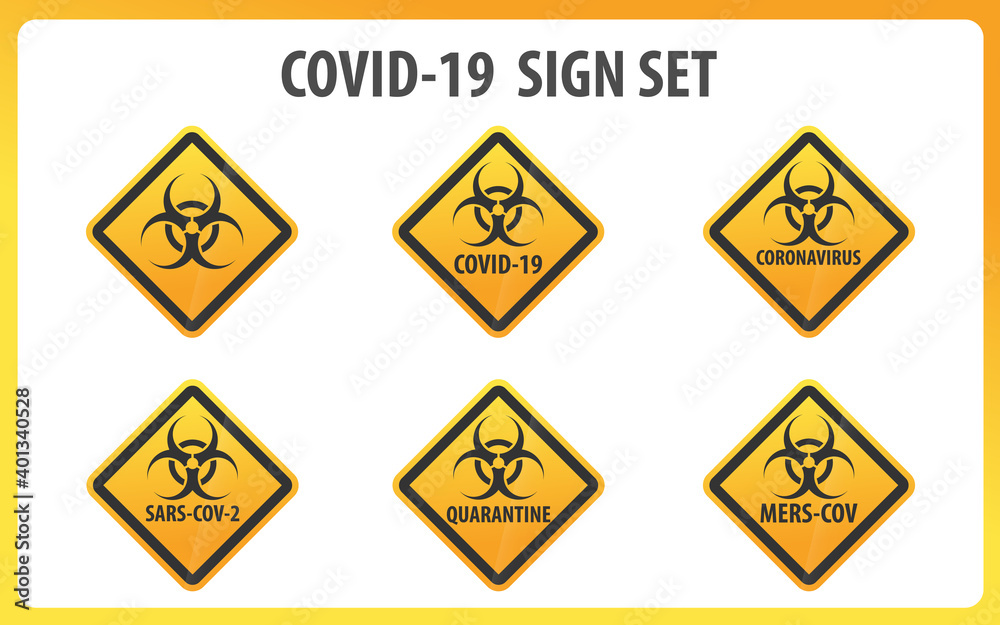 Covid-19 Warning Sign Set