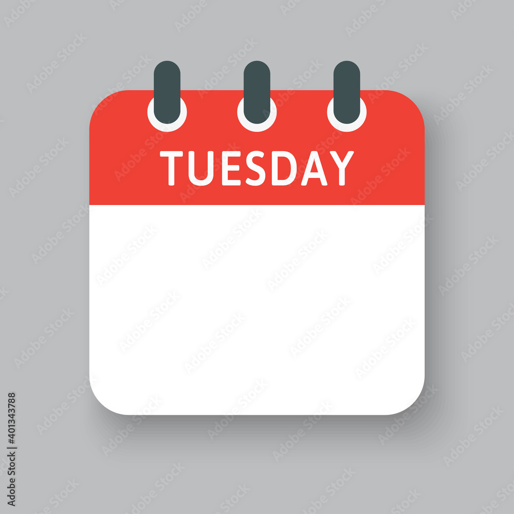 Vector icon calendar page, days of week Tuesday Vector icon calendar page, days of week Tuesday