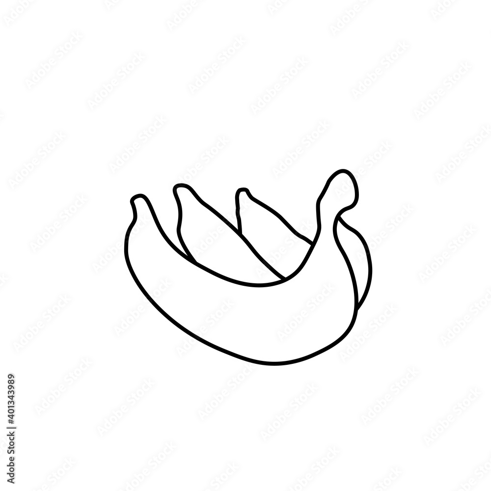Obraz premium Vector banana in doodle style.One simple food.Illustration fruit for Chinese New Year with black line hand drawn.Design for menus,cards,stickers,prints,social networks,web.