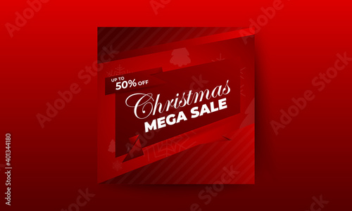 Christmas sale social media post design template, Merry Christmas sale banner design template