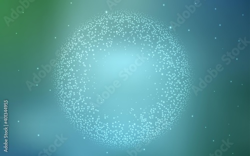 Light Blue, Green vector texture with milky way stars. Modern abstract illustration with Big Dipper stars. Pattern for futuristic ad, booklets.