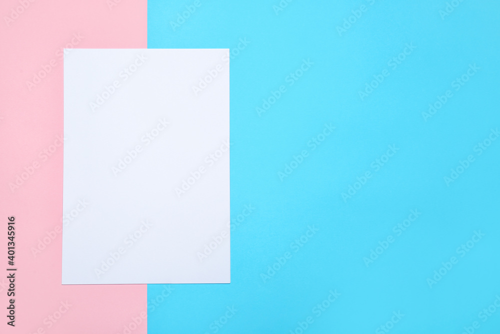 Blank paper sheet on color background Blank paper sheet on color background