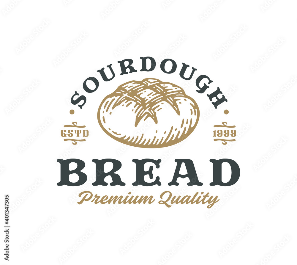 Sourdough Bread Abstract Sign, Symbol or Logo Template.