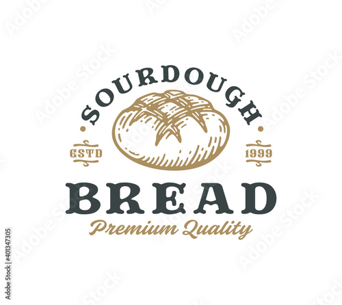 Sourdough Bread Abstract Sign, Symbol or Logo Template.