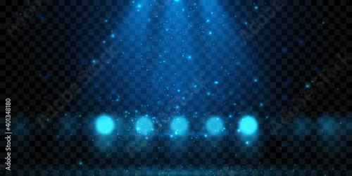 Blue light effect isolated on dark  transparent background.