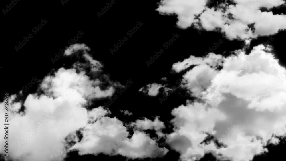 Animation of clouds flowing / 4K (black background)