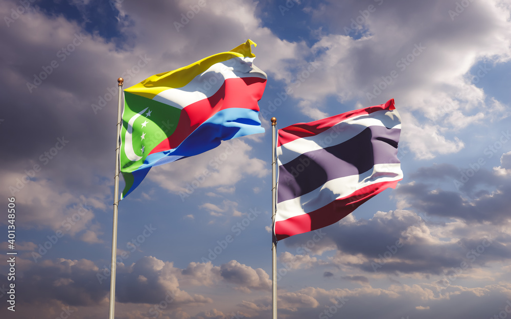 Flags of Thailand and Comoros. Flags of Thailand and Comoros.