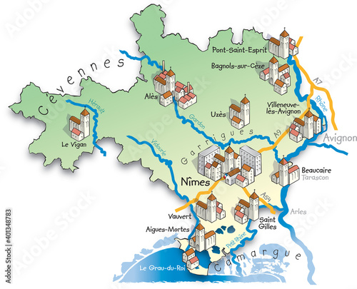 30 Carte du département du Gard