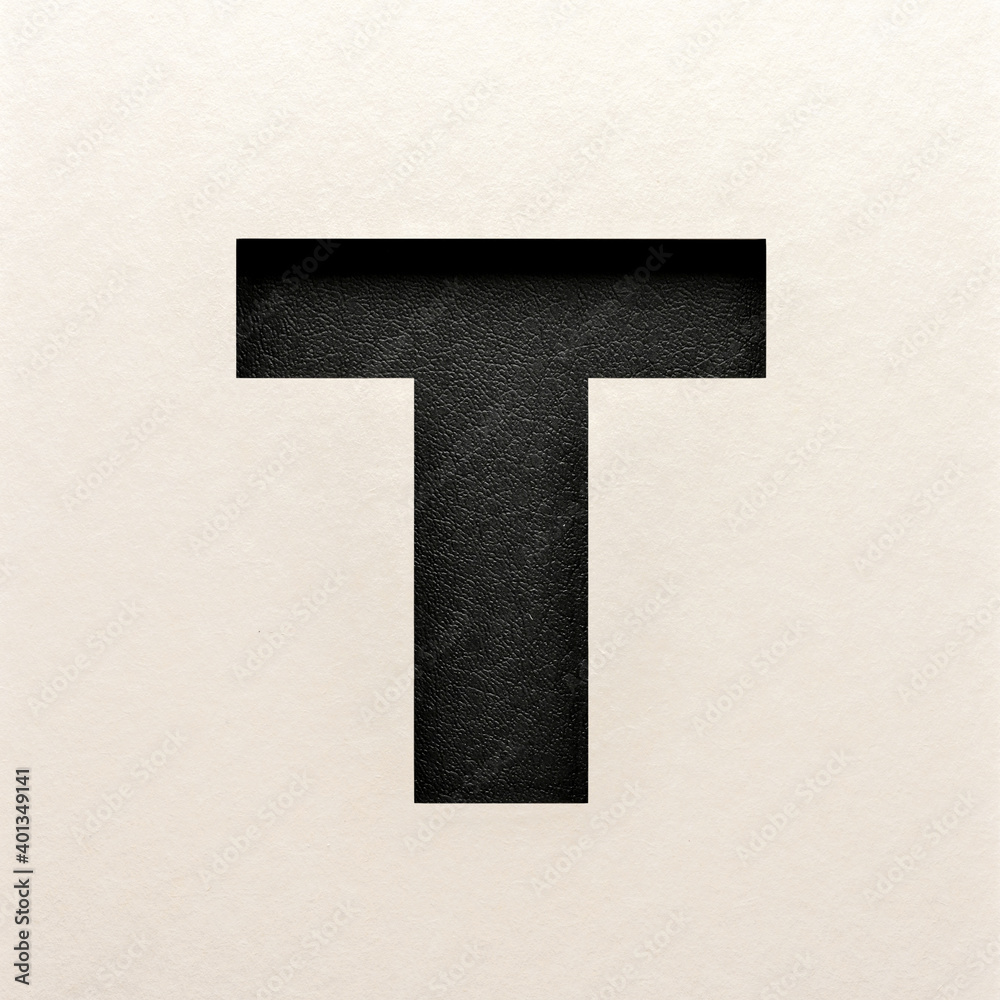 Fototapeta premium Black Font design, Abstract alphabet font, realistic typography - T