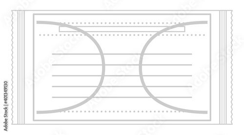 個包装された不織布マスクの線画イラスト