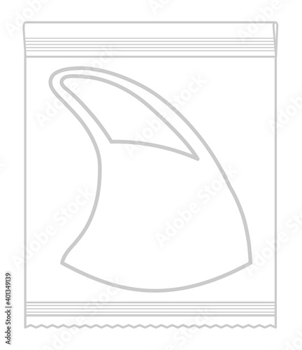 個包装された立体型マスクの線画イラスト