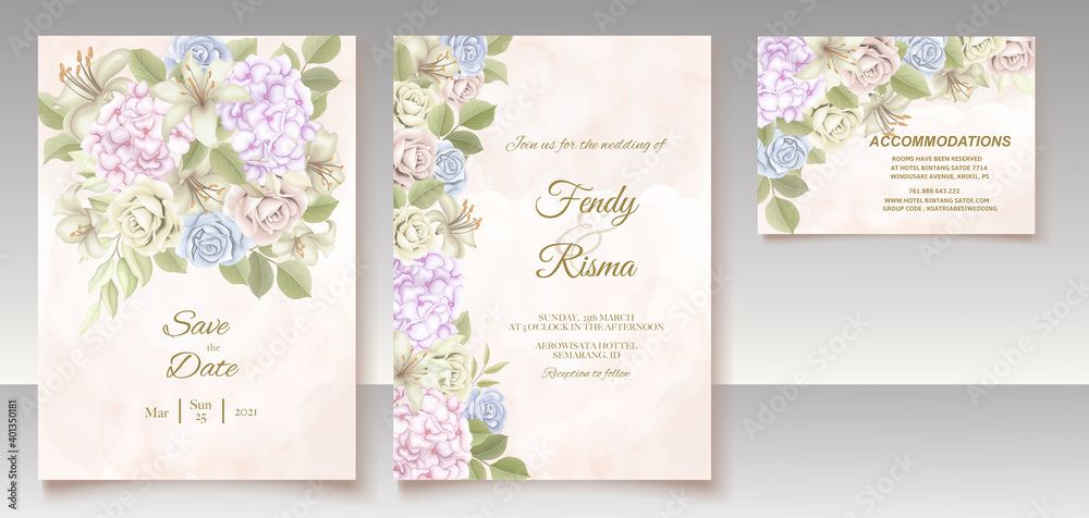 Elegant floral template wedding card