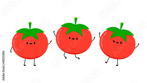 Tomato cartoon. Tomato character design. Tomato on white background.